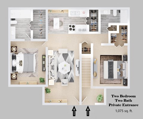 2-bedroom floor plan.